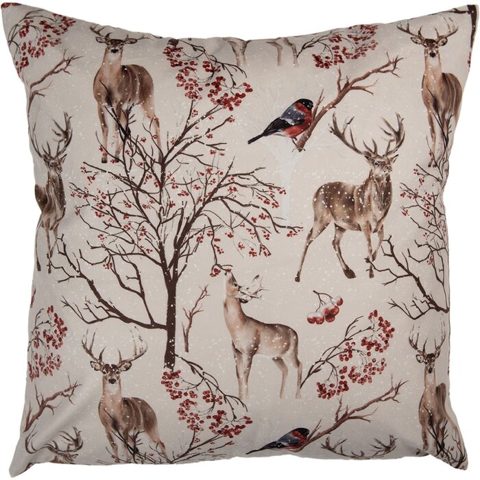 Clayre & Eef KT021.402 Kussenhoes 45x45 cm Beige Winter Landelijke stijl