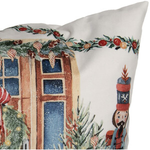 Clayre & Eef KT021.403 Kussenhoes 45x45 cm Wit Rood Groen Landelijk Kerstfeest