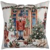Clayre & Eef KT021.403 Kussenhoes 45x45 cm Wit Rood Groen Landelijk Kerstfeest