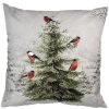 Clayre & Eef KT021.407 Kussenhoes 45x45 cm Wit Groen Landelijk Wintermotief