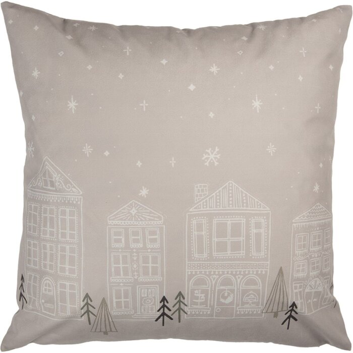 Clayre & Eef KT021.408 Kussenhoes Beige 45x45 cm Landelijke stijl Wintermotief
