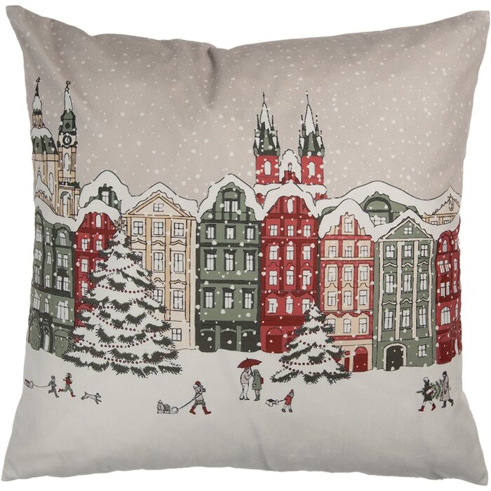 Clayre & Eef KT021.409 Kussenhoes wintermotief beige 45x45 cm