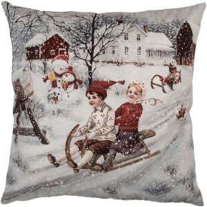 Clayre & Eef KT021.410 Kussenhoes grijs rood 45x45 cm...