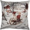 Clayre & Eef KT021.410 Kussenhoes grijs rood 45x45 cm winter landhuis design