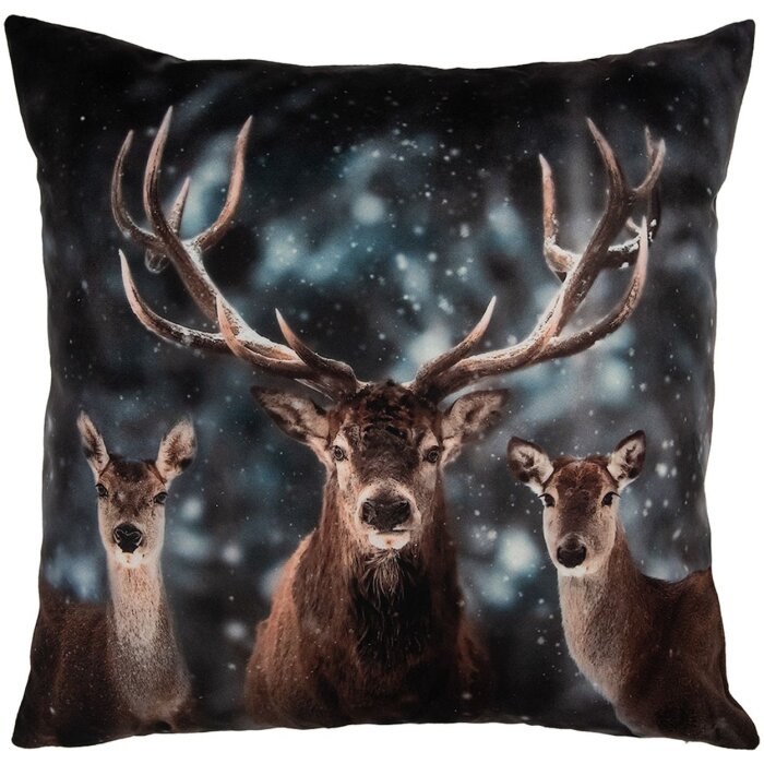 Clayre & Eef KT021.411 Kussenhoes hertenmotief 45x45 cm landelijke stijl