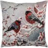 Clayre & Eef KT021.413 Kussenhoes 45x45cm Winter Goudvinken Grijs Rood