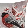 Clayre & Eef KT021.413 Kussenhoes 45x45cm Winter Goudvinken Grijs Rood