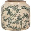 Clayre & Eef Bloempot Beige-Groen Ø16x15cm Keramiek Landelijke Stijl Vintage