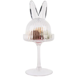 Clayre & Eef 6GL4929 Glazen stolp konijnvorm Ø 12x29 cm Transparante decoratie