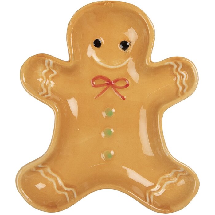 Clayre & Eef 6CE2134 Schaal Peperkoekman Bruin 14x16x2 cm Landelijke stijl