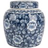 Clayre & Eef 6CE2138 Decoratiepot met Deksel Blauw-Wit Ø 13x13 cm