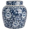 Clayre & Eef 6CE2138 Decoratiepot met Deksel Blauw-Wit Ø 13x13 cm