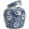 Clayre & Eef 6CE2138 Decoratiepot met Deksel Blauw-Wit Ø 13x13 cm