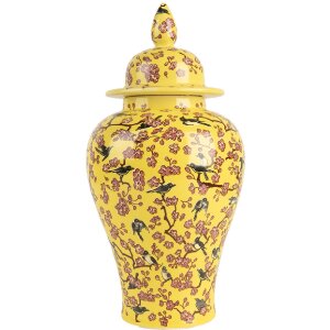 Clayre & Eef 6CE2140 Decoratieve pot met deksel Gele...
