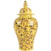Clayre & Eef 6CE2140 Decoratieve pot met deksel Gele kersenbloesem Ø11x22 cm
