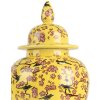 Clayre & Eef 6CE2140 Decoratieve pot met deksel Gele kersenbloesem Ø11x22 cm