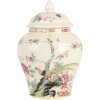 Clayre & Eef 6CE2141 Decoratieve pot met deksel Keramiek Beige Roze Ø 12x18 cm