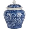 Clayre & Eef 6CE2142 Decoratieve pot met deksel Blauw Wit Ø 9x12 cm
