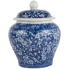 Clayre & Eef 6CE2142 Decoratieve pot met deksel Blauw Wit Ø 9x12 cm