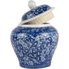Clayre & Eef 6CE2142 Decoratieve pot met deksel Blauw Wit Ø 9x12 cm
