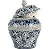 Clayre & Eef 6CE2143 Decoratiepot met deksel Keramiek Grijs Blauw Ø 9x13 cm