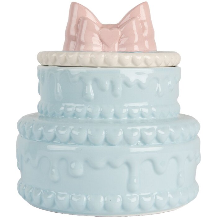 Clayre & Eef 6CE2146 Decoratiepot met deksel Keramiek Blauw Roze Ø 13x15 cm