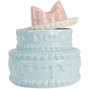 Clayre & Eef 6CE2146 Decoratiepot met deksel Keramiek Blauw Roze Ø 13x15 cm