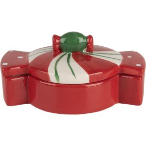Clayre & Eef 6CE2148 Voorraadpot met deksel Keramisch Rood 14x10x8 cm Landelijke stijl