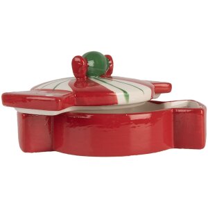 Clayre & Eef 6CE2148 Voorraadpot met deksel Keramisch Rood 14x10x8 cm Landelijke stijl