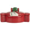 Clayre & Eef 6CE2148 Voorraadpot met deksel Keramisch Rood 14x10x8 cm Landelijke stijl