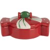 Clayre & Eef 6CE2148 Voorraadpot met deksel Keramisch Rood 14x10x8 cm Landelijke stijl