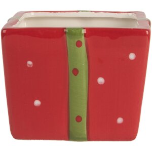 Clayre & Eef 6CE2149 Voorraadpot met deksel Rood Groen 9x9x11 cm Landelijke stijl