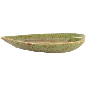 Clayre & Eef 6CE2154 Schaal Blad Groen Bruin 15x11x2 cm Keramisch Botanisch