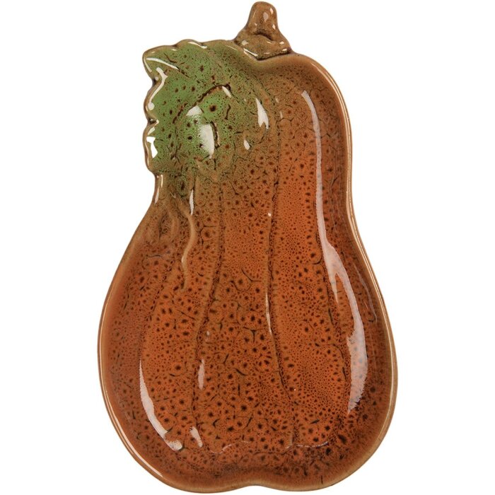 Clayre & Eef 6CE2155 Schaal Pompoen Keramiek Oranje Groen 17x10x2 cm