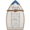 Clayre & Eef Fotolijst Glück komt in Wellen Wit Blau 20x32 cm