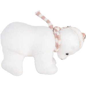 Clayre & Eef 66120 Decoratie IJsbeer Wit Roze 11x11x18 cm