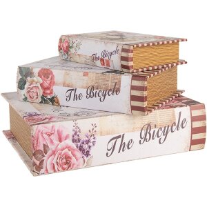 Clayre & Eef 66254 Opbergdoos Set van 3 Retro Vintage Stijl Beige Roze Hout