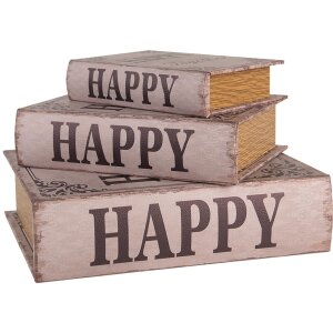 Clayre & Eef 66255 Opbergdoos Set van 3 Retro Vintage Stijl Hout Beige Bruin