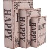 Clayre & Eef 66255 Opbergdoos Set van 3 Retro Vintage Stijl Hout Beige Bruin