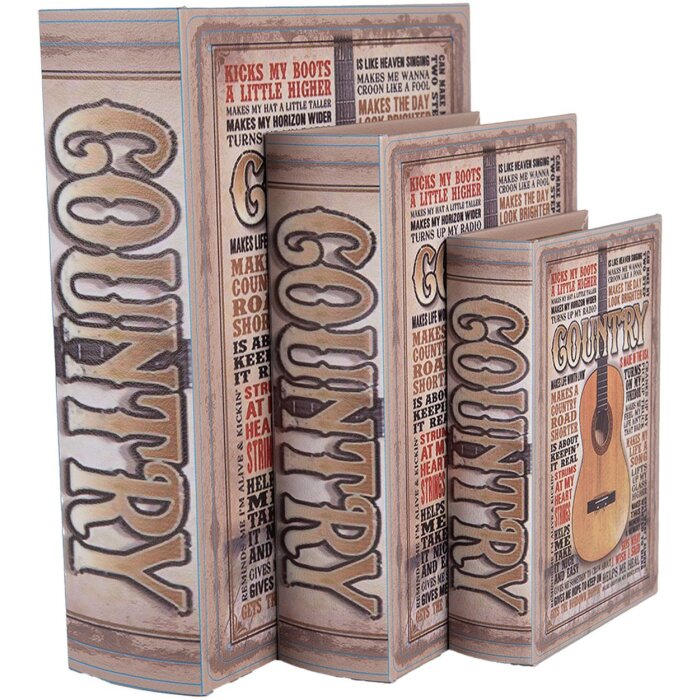 Clayre & Eef 66258 Opbergdoos Set van 3 Retro Vintage Hout Beige Bruin
