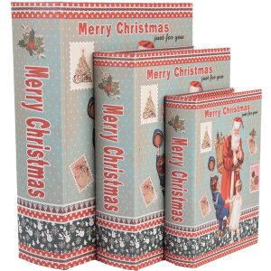 Clayre & Eef 66260 Opbergdoos Set van 3 Houten Blauw...