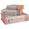 Clayre & Eef 66260 Opbergdoos Set van 3 Houten Blauw Rood Retro Vintage Design
