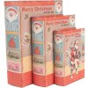 Clayre & Eef opbergdozen set boek design kerst 3-delig hout