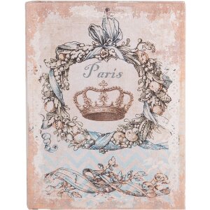 Clayre & Eef Opbergdozen Parijs Set van 3 Beige Blauw Vintage Boeken