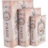 Clayre & Eef Opbergdozen Parijs Set van 3 Beige Blauw Vintage Boeken