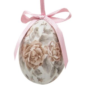 Clayre & Eef 65903 Decoratie hanger eierset 12 Ø 4x5 cm pastelkleuren vintage stijl