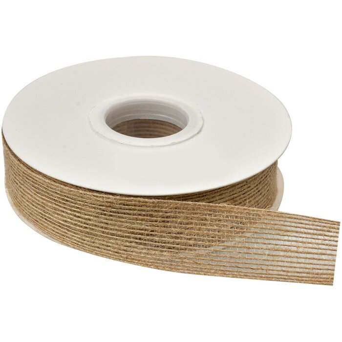 Clayre & Eef Juteslint Bruin Ø12x3cm 15m Rolle Dekoband
