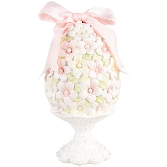 Clayre & Eef 6PR5145 Decoratie Ei Ø 10x20 cm Roze Wit Groen Romantisch