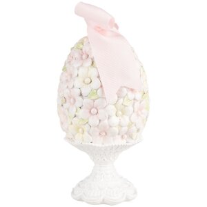 Clayre & Eef 6PR5145 Decoratie Ei Ø 10x20 cm Roze Wit Groen Romantisch
