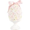 Clayre & Eef 6PR5145 Decoratie Ei Ø 10x20 cm Roze Wit Groen Romantisch